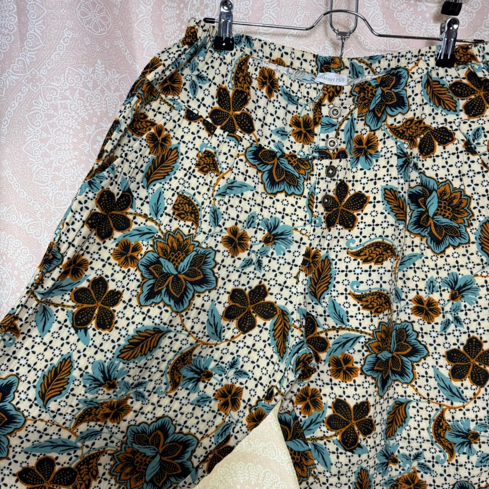 Garnet Hill High Waisted Boho Bohemian Pattern Pants 100% Organic Cotton - Picture 2 of 11